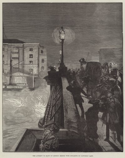 Pokus vyhodit do povětří London Bridge pomocí Dynamitu minulou sobotu od William Heysham Overend
