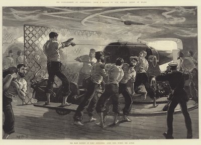 Bombardování Alexandrie, hlavní baterie HMS Alexandra (Port Side) během akce od William Heysham Overend