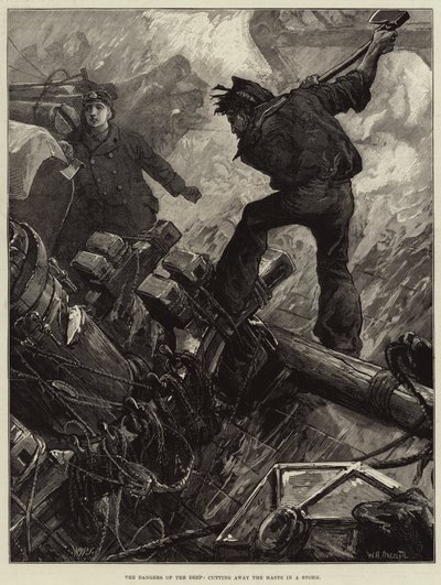 Nebezpečí hlubin, odříznutí stožárů v bouři od William Heysham Overend