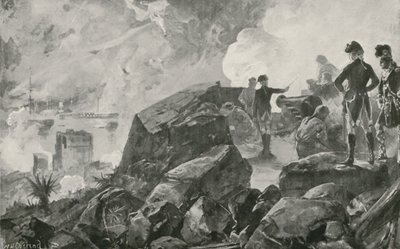 Zničení španělských bitevních lodí Brity na Gibraltaru od William Heysham Overend