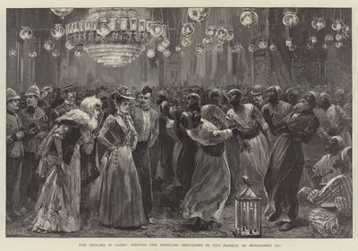 Angličané v Káhiře, návštěva vyjících dervišů v mešitě Mohammeda Aliho od William Heysham Overend
