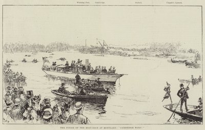 Cíl závodu lodí v Mortlake, Cambridge vítězí! od William Heysham Overend