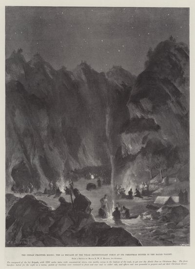The Indian Frontier Rising, 1. brigáda expedičních sil Tirah na své vánoční večeři v údolí Bazar od William Heysham Overend