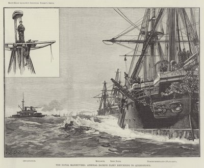 Námořní manévry, flotila admirála Bairda se vrací do Queenstownu od William Heysham Overend