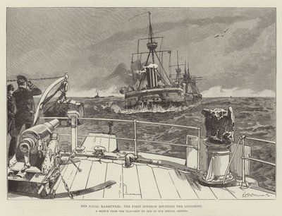 Námořní manévry, první divize obkličující Longships od William Heysham Overend