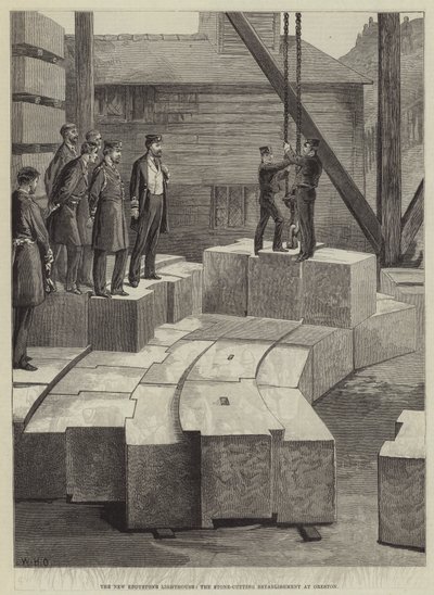 The New Eddystone Lighthouse, Stone-Cutting Establishment v Orestonu od William Heysham Overend