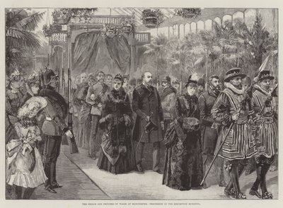 Princ a princezna z Walesu v Manchesteru, průvod ve výstavní budově od William Heysham Overend