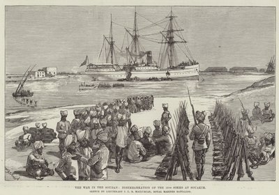 Válka v Súdanu, vylodění 15. sikhů v Souakimu od William Heysham Overend
