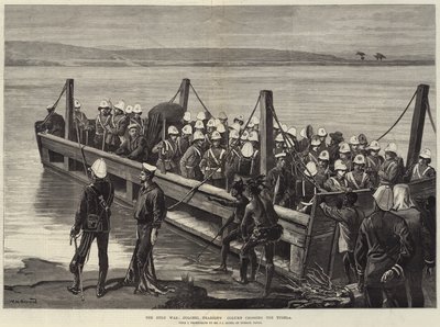 Válka Zuluů, sloup plukovníka Pearsona překračující Tugelu od William Heysham Overend