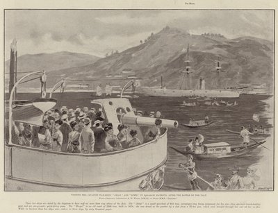 Návštěva japonských válečných lodí Akagi a Hiyei v přístavu Nagasaki po bitvě na Yalu od William Heysham Overend