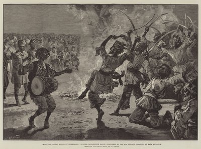 S Afghan Boundary Commission, Bungra nebo Khattuk Dance v podání 20. pandžábské pěchoty v Bala Murghab od William Heysham Overend