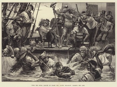 S královskými princi na palubě létající eskadry překračující linii od William Heysham Overend