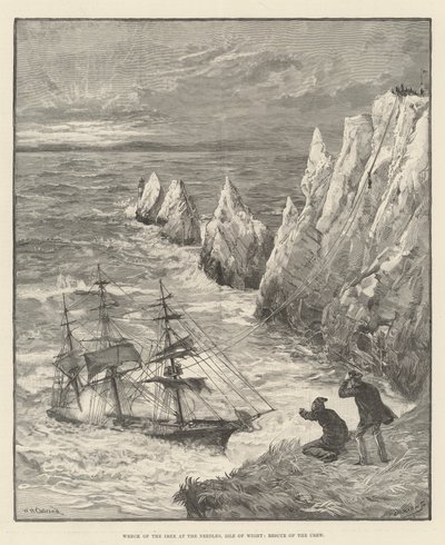 Wreck of the Irex at the Needles, Isle of Wight, Rescue of the Crew od William Heysham Overend