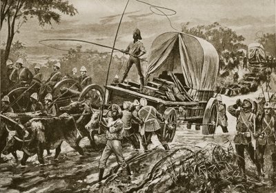 Zuluská válka: pomocná síla Etshowe překračující potok, duben 1879 od William Heysham Overend