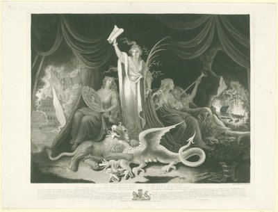 Alegorie moci Velké Británie, 1787 Rostoucí vznešenost britského národa (název na předmětu) od William Hincks