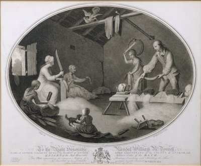 Společná metoda broukání, pořezávání a otrhávání lnu, deska IV „The Linen Manufactory of Ireland“, deska IV od William Hincks