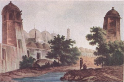 Pohled na mešitu Kutra postavenou Mírem Džafírem v Muršidábádu (Select Views in India 1786), z knihy British Adventure vydané nakladatelstvím Collins, 1947. od William Hodge