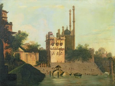 Foster 94 (88) Aurangzebova mešita na řece Ganga, Palác Raja Abal, Benares od William Hodges