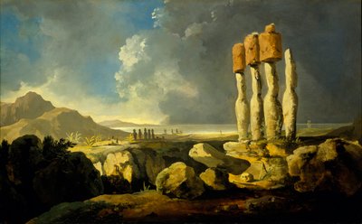 Pomníky na Velikonočním ostrově, asi 1776 (olej na desce) od William Hodges