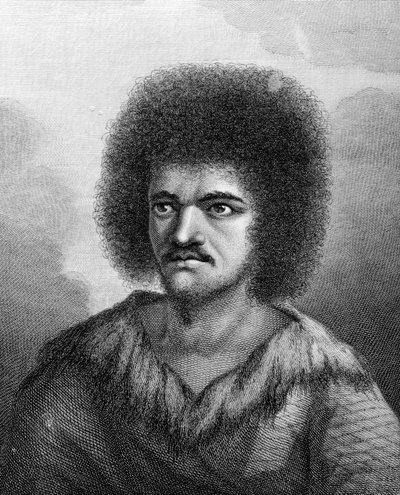 Otoo, král O-taheite, ilustrace z knihy kapitána Jamese Cooka "Cesta k jižnímu pólu a kolem světa", vyryl John Hall, 1777. od William Hodges