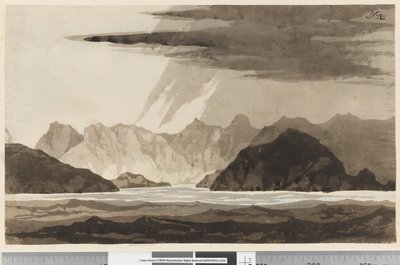 Strana 32a Pohled, možná na Dusky Bay, Nový Zéland od William Hodges