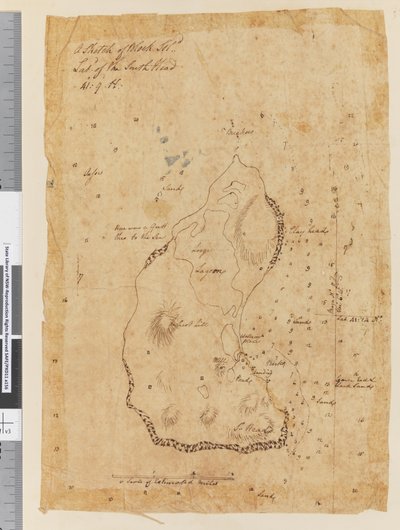 Strana 37a Náčrt ostrova Block Island, zeměpisná šířka South Head 41: 9 N od William Hodges