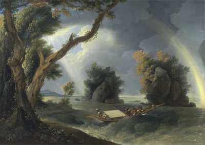 Bouře na Ganze, s paní Hastingsovou poblíž Colgon Rocks, kolem roku 1790 (olej na plátně) od William Hodges