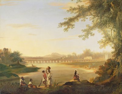 Most Marmalong, se Sepoy a domorodci v popředí, c.1783 od William Hodges