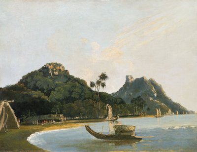 Pohled na část přístavu Owharre [Fare], ostrov Huahine od William Hodges