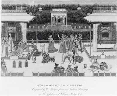 Pohled na vnitřek Zananah, vyrytý Williamem Skeltonem (1763-1848) od William Hodges