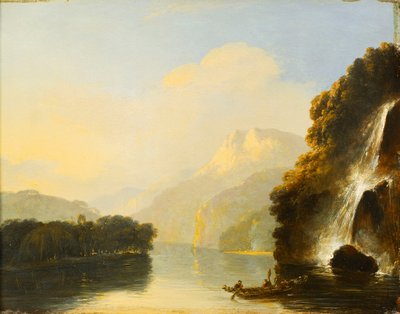 Vodopád v Dusky Bay s maorskou kánoí od William Hodges