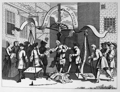 (Vstupenka) ve prospěch (Jamese) Spillera (hráče) od William Hogarth