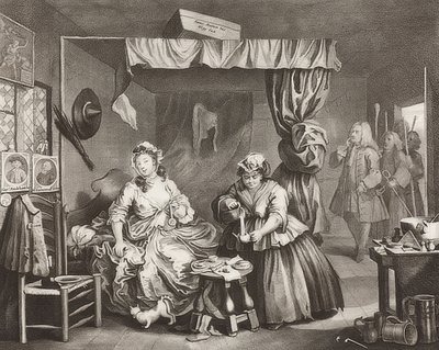 Nevěstka? S Progress / Cesta kurvy, List 3: Zatčení. 1732 od William Hogarth