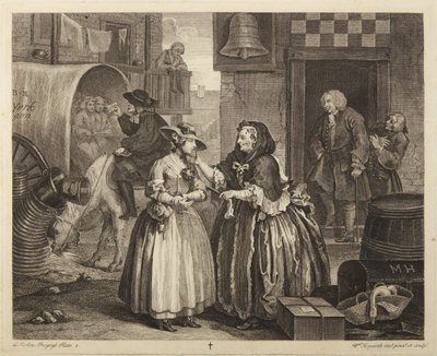 Kariéra prostitutky, tabule 1 od William Hogarth