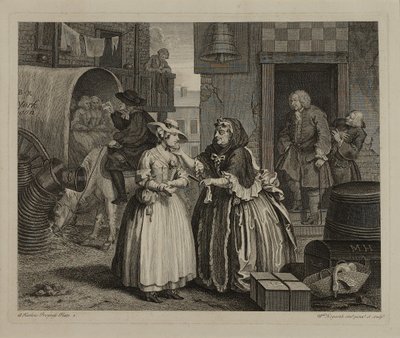 Kariéra prostitutky: Tabule 1 od William Hogarth