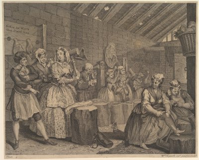 Dráha prostitutky, tabule 4 od William Hogarth