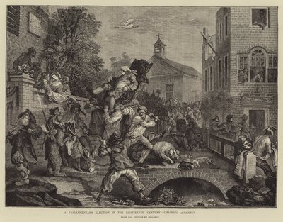 Parlamentní volby v 18. století, předsedající poslanec od William Hogarth