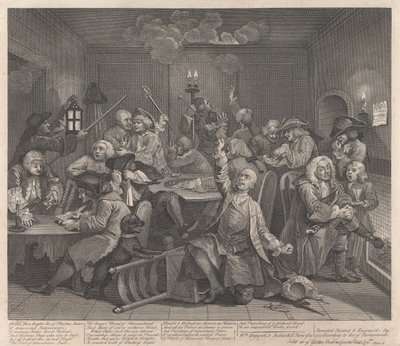 Kariéra zhýralce, tabule 6: hazarduje od William Hogarth