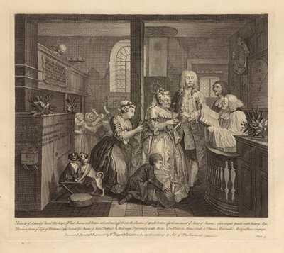 A Rakes Progress, V. deska, červen 1735 (rytina a lept na položený papír, stav i) od William Hogarth