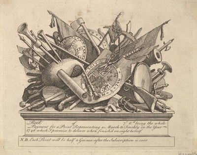 Stojan zbraní, hudebních nástrojů atd., březen 1749-50. od William Hogarth