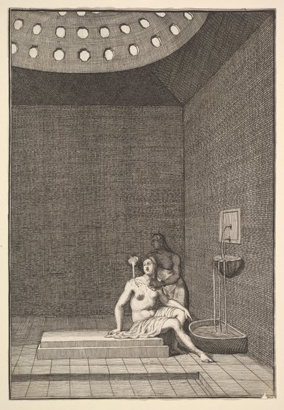 Turecké lázně Aubry de La Mottrayes cestuje po Evropě, Asii a do části o..., 1723-24. od William Hogarth