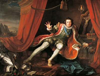 Herec David Garrick (1717-1779) v titulní roli Richarda III., od Williama Shakespeara (1564-1616), od Williama Hogartha (1697-1764), olej na plátně od William Hogarth