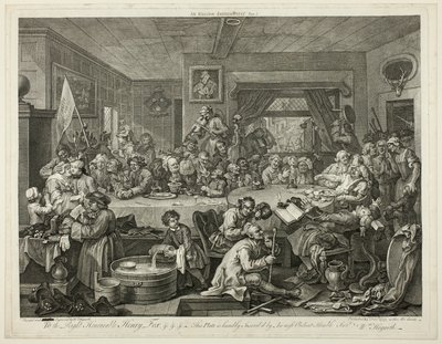 An Election Entertainment, deska jedna ze čtyř výtisků voleb od William Hogarth