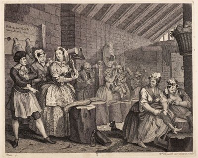 Tlučení konopí v Bridewellu: Dráha prostitutky, deska 4 od William Hogarth