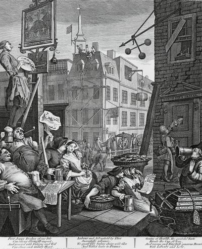 Beer Street, Londýn, rytina William Hogarth (1697-1764), Velká Británie od William Hogarth