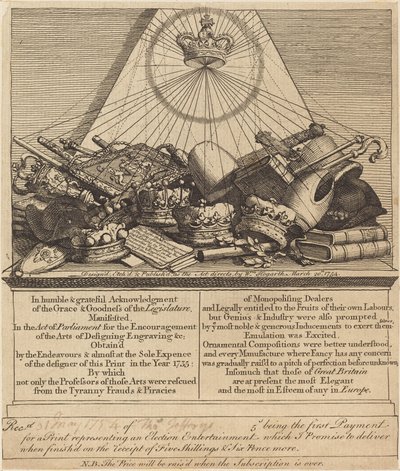 Koruny, mitry, palcáty atd. od William Hogarth