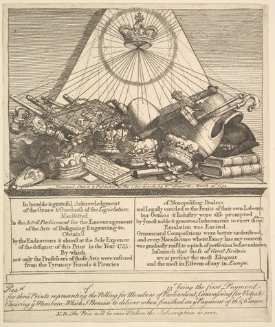 Koruny, mitry, palcáty atd., 1755. od William Hogarth
