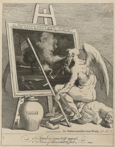 Bůh času kouří obraz (Time Smoking a Picture). 1761 od William Hogarth