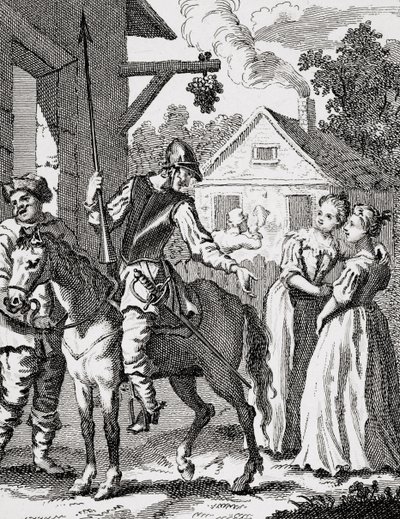 Don Quijote a Sancho Panza v hostinci, publikoval 1798 od William Hogarth