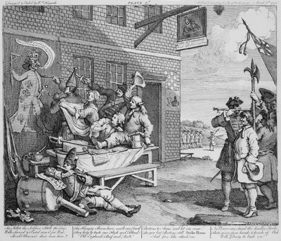 Anglie, deska II knihy "Invaze", 1756 od William Hogarth